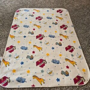 Springmaid Vintage Giraffe Teddy Bear Fleece Baby Blanket Kids Cream Stars 42x32